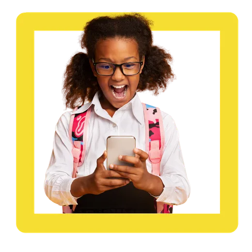 Excited pupil using a smartphone