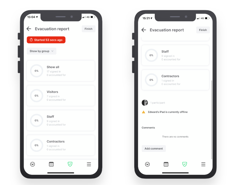 Sign In App - Evacuation — Starting an evacuation
